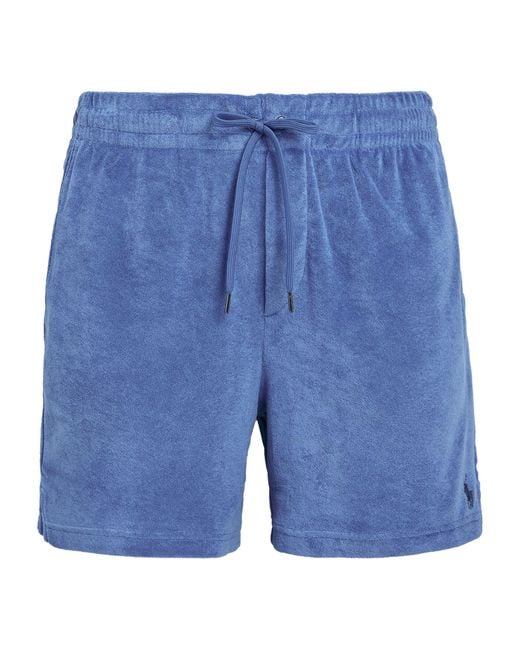 Polo Ralph Lauren Blue Cotton Terry Polo Pony Shorts for men