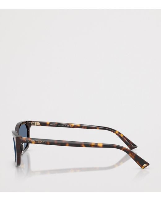 Jimmy Choo Blue Tortoiseshell Rectangular Sunglasses