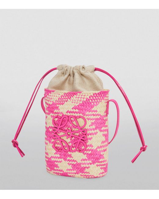 Loewe Pink X Paula's Ibiza Woven Anagram Square Pocket Bag