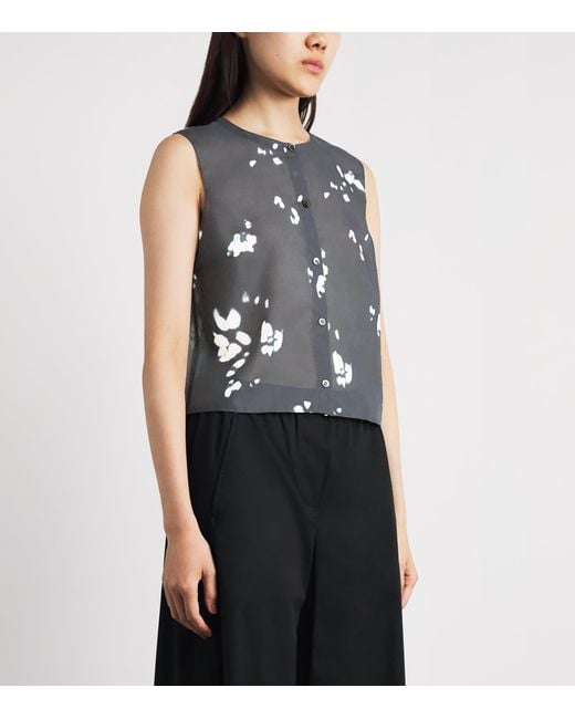 Theory Gray Shell Printed Top