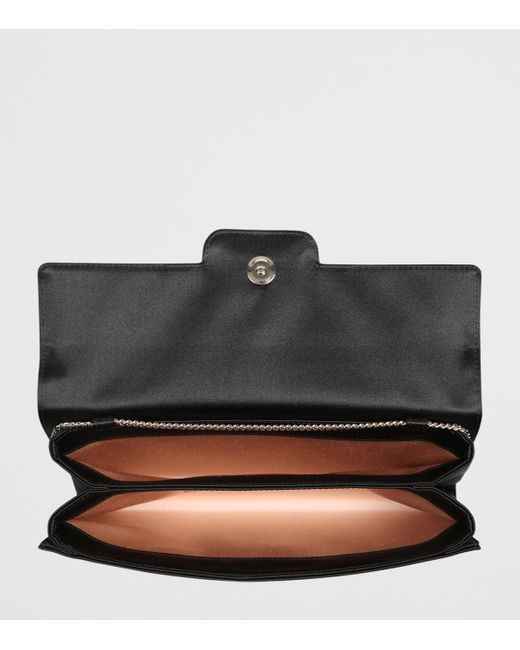 Roger Vivier Black Satin Efflorescence Envelope Clutch Bag