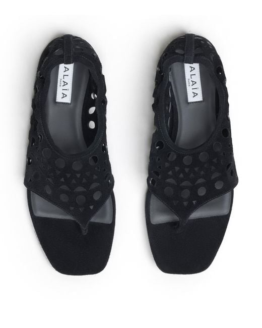 Alaïa Black Suede Vienne Thong Sandals