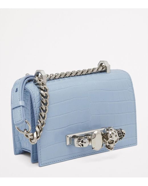McQueen Blue Mini Leather Jewelled Satchel