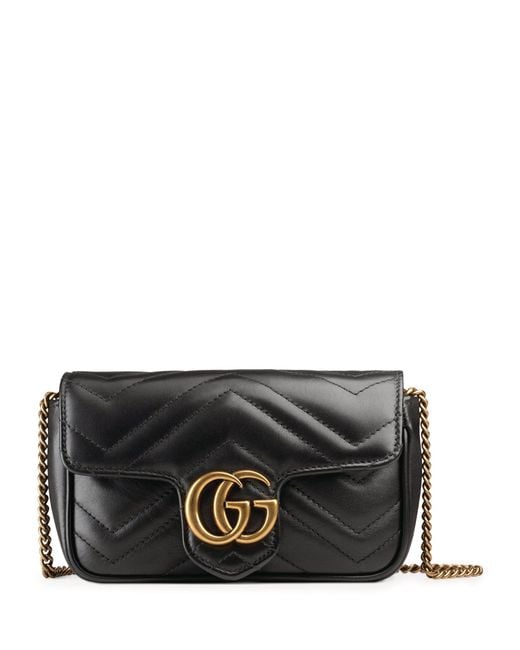 Gucci Black Super Mini Marmont Matelassé Shoulder Bag