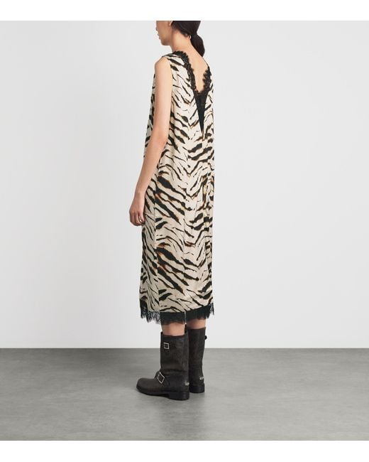 Ganni White Zebra-Print Midi Dress