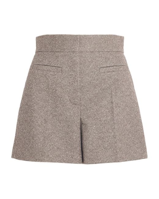 Sandro Gray Embellished Herringbone Tailored Shorts