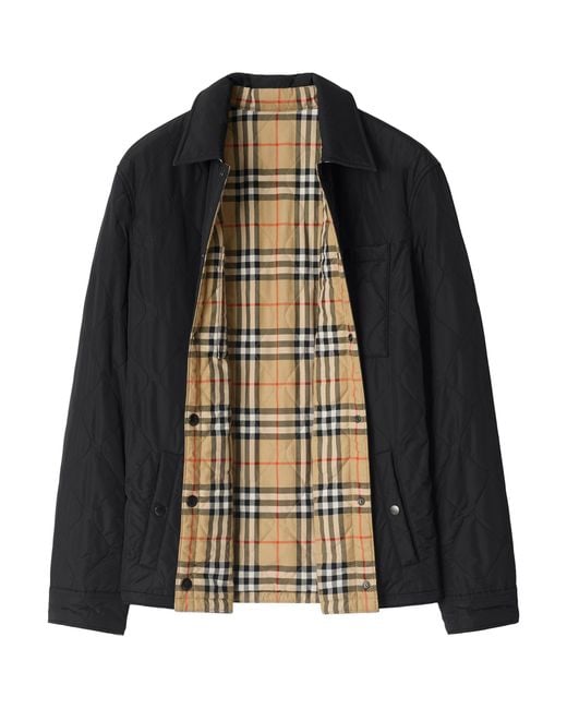 Burberry Black Quilted Reversible Check Overshirt for men