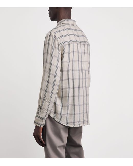PAIGE White Cotton-Blend Check Everett Shirt for men