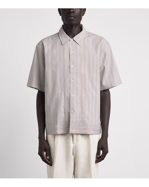 NN07 Gray Supima Cotton Stripe Short-Sleeve Shirt for men