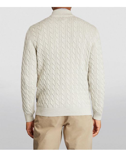 Barbour White Cotton Half-zip Sweater for men
