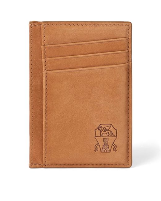 Brunello Cucinelli Brown Nubuck Leather Card Holder for men