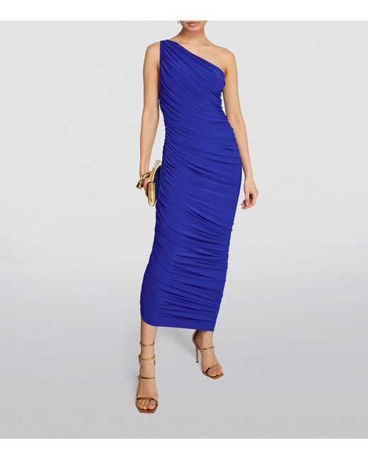 Norma Kamali Blue One-shoulder Diana Maxi Dress