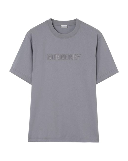 Burberry Gray Cotton Logo T-Shirt for men