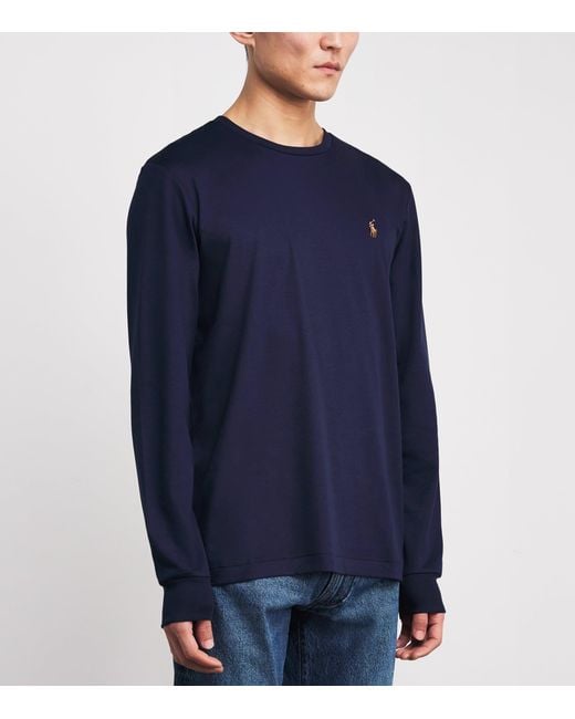 Polo Ralph Lauren Blue Pima Cotton Long-Sleeved T-Shirt for men