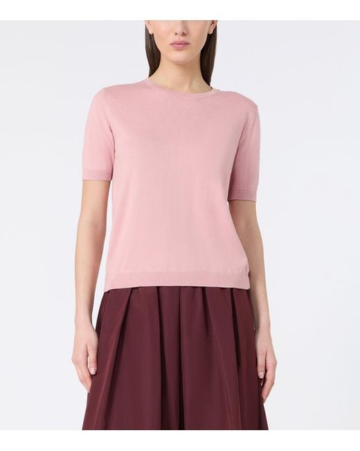 Weekend by Maxmara Pink Silk-Cotton Knitted Top