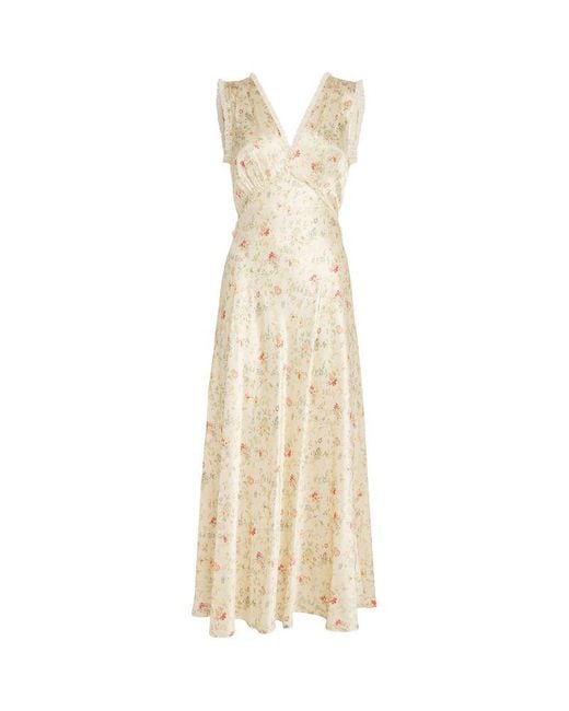 Doen Silk Floral Tahlia Midi Dress in Metallic | Lyst Doen Silk Floral Tahlia Midi Dress in Metallic | Lyst