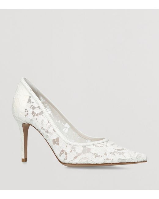 Gianvito Rossi White Lace Claudia Pumps 105