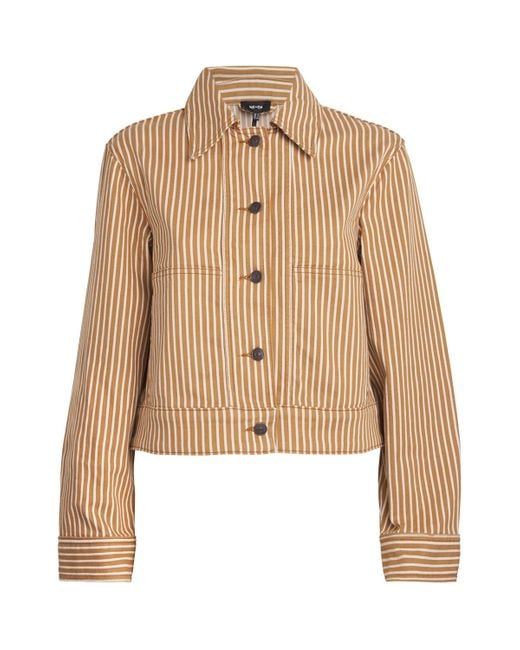 ME+EM Natural Cropped Stripe Denim Jacket