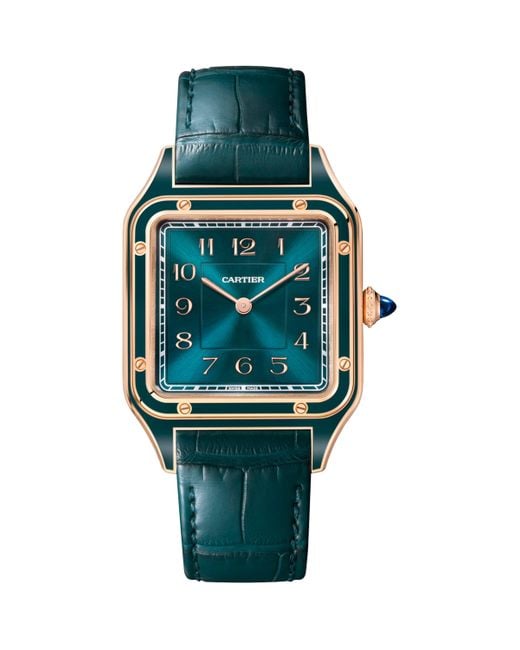 Cartier Green Large And Sapphire Santos-Dumont Watch