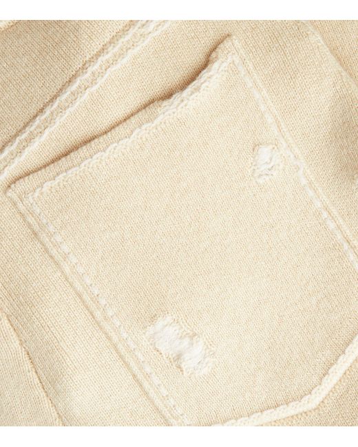 Barrie Natural Cashmere-blend Distressed Trousers