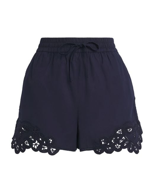 Veronica Beard Blue Cotton Lace Vilvaldi Shorts