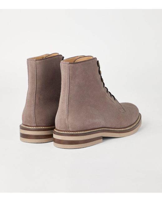 Brunello Cucinelli Brown Suede Ankle Boots for men