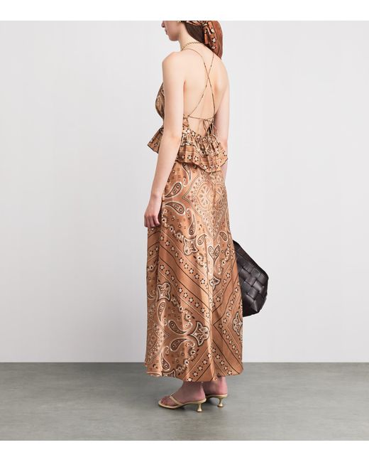 Sandro Brown Bandana Print Maxi Dress
