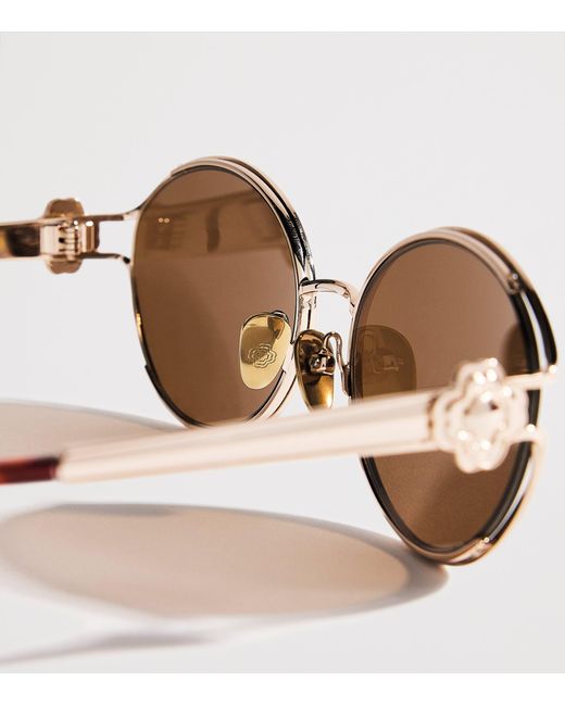 Maje Brown Metal Round Sunglasses