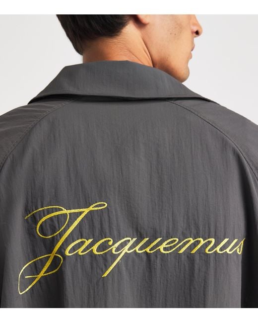 Jacquemus Gray Embroidered Initial Windbreaker Jacket for men