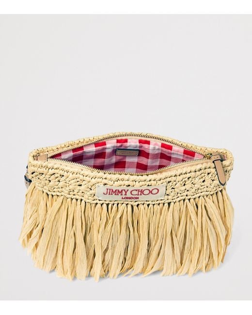 Jimmy Choo Metallic Raffia Flat Pouch