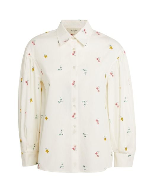 Weekend by Maxmara White Cotton Floral Embroidered Shirt