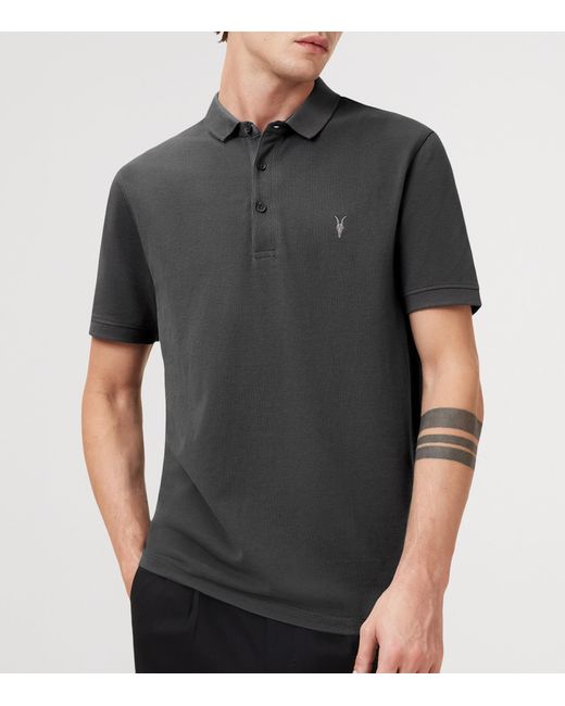 AllSaints Black Organic Cotton Reform Polo Shirt for men