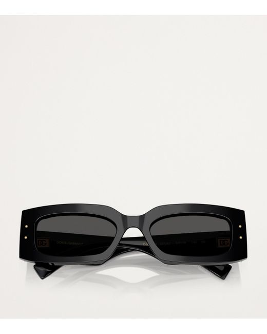 Dolce & Gabbana Black Acetate Rectangular Sunglasses