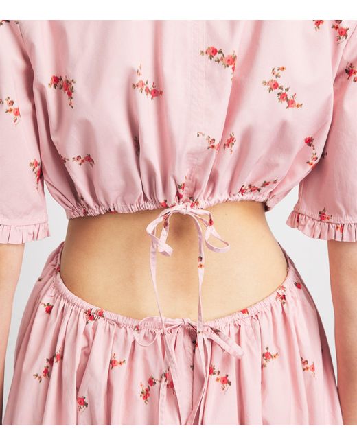 Ganni Pink Stretch-Cotton Cut-Out Midi Dress