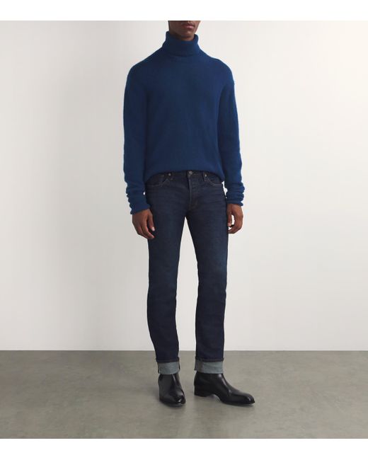 Tom Ford Blue Cashmere-Silk Sweater for men