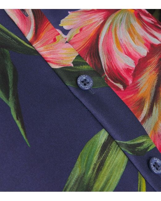 Carolina Herrera Blue Silk Floral Trench Gown