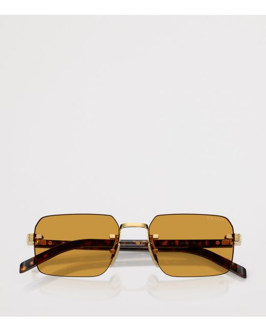 Prada Metallic Rimless Rectangle Sunglasses for men