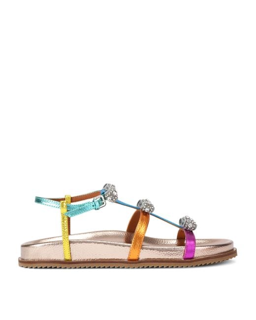 Kurt Geiger Pink Leather Crystal Bow Pierra Sandals