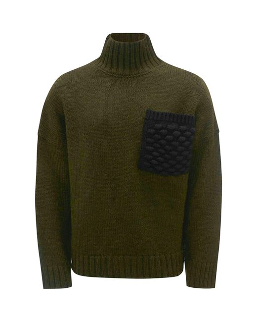 J.W. Anderson Green Pocket-detail Popcorn Sweater for men