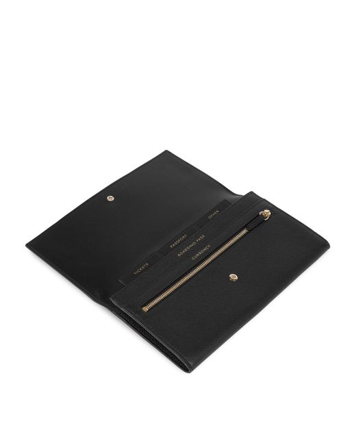 Smythson Black Leather Marshall Travel Wallet for men
