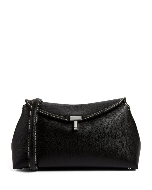 Totême  Black Leather T-lock Clutch Bag