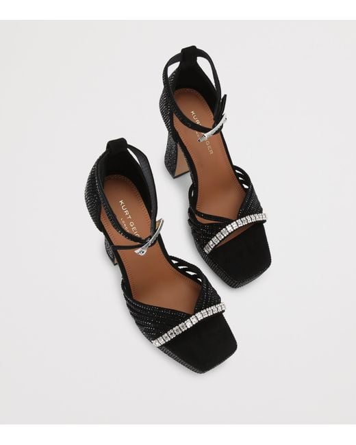 Kurt Geiger Black Crystal Strap Platform Sandals