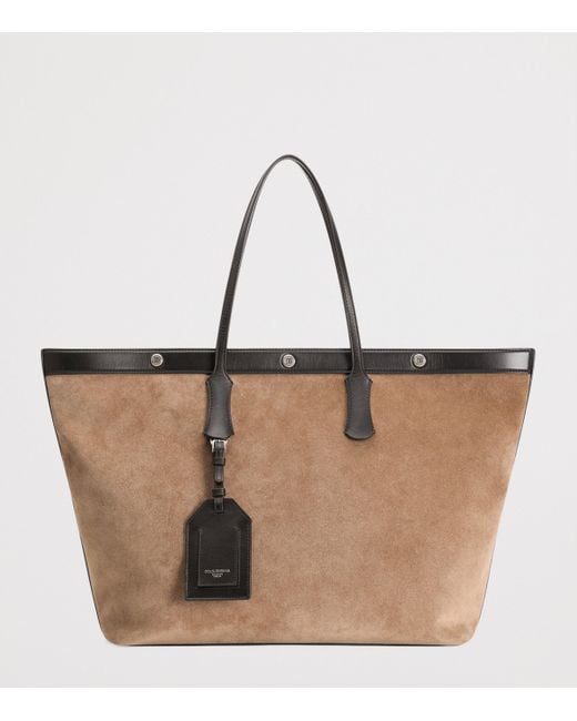 Dolce & Gabbana Brown Suede Atene Tote Bag for men