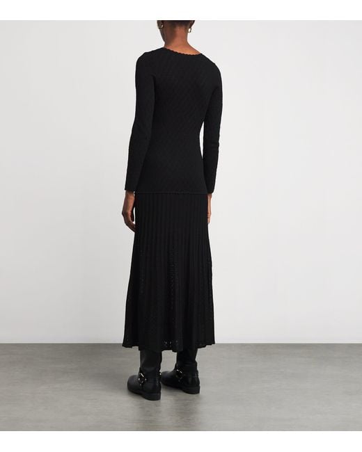 Sandro Black Knit V-Neck Midi Dress