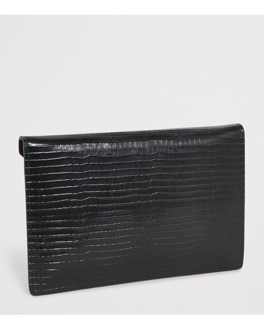 Vivienne Westwood Black Croc-Embossed Leather Envelope Clutch Bag