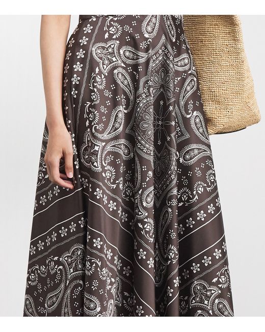 Sandro Brown Satin Bandana Sleeveless Maxi Dress