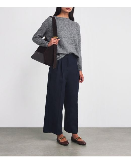 Weekend by Maxmara Blue Cotton Wide-Leg Trousers