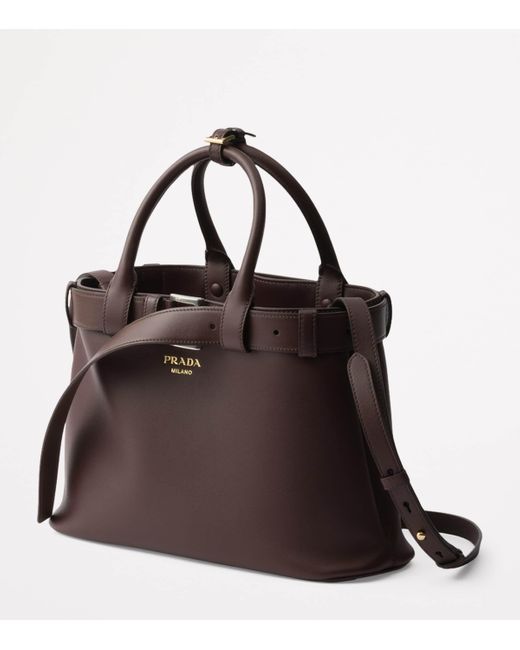 Prada Black Small Leather Buckle Tote Bag