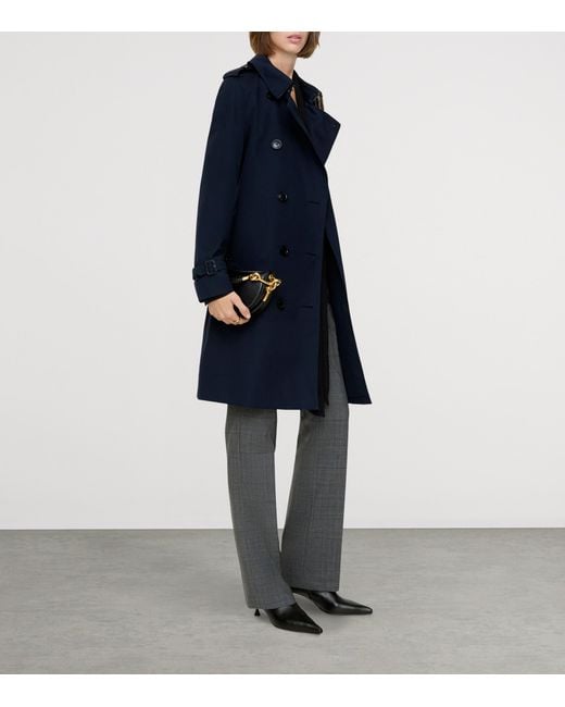 Burberry Blue Gabardine Kensington Heritage Trench Coat