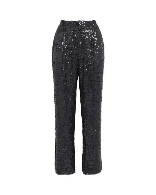 LAPOINTE Gray Sequin Pleated Tapered Trousers